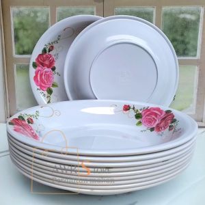 Promo Piring Makan Melamin Motif Rose Diameter 23cm