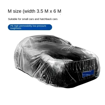 Exterior Waterproof Car Cover Disposable Plastic Car Coat Dustproof Universal PE Automobile Covers Auto Accessories With Elastic