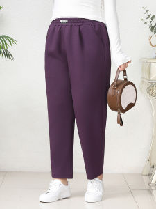 Elegant High Waist Loose Fit Casual Pants for Women in Solid Color Elastic Waist Versatile plus Size Spring Autumn Trousers