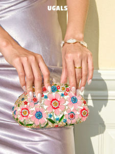 UGALS | Floral Shell Flower Rhinestone French Elegant Sweet Clutch