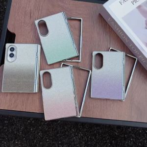 szhaiyu | Glitter Gradient Plated Frame Case for Samsung Z Fold 8 Ultra Fold8 Wide Galaxy Z Fold 7 PU Leather Hinge Protective Phone Cover