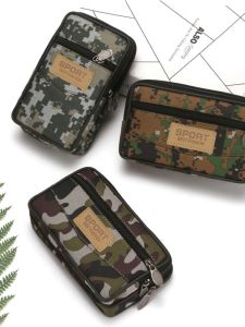 Camouflage Belt Phone Pouch Mens Vertical Canvas Utility Pack Construction Site Coin Holder Sporty Style Polyester Lining