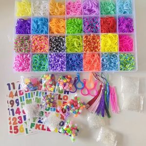 4400 Loom Bracelet Making Kit With Accessories 1.5cm Diameter / 1mm Thickness Rubber Band Metal Crochet Hook Durable & Safe For Kids Family Bonding Birthday/Mothers Day