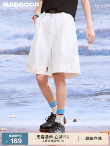 Madgood Japanese Style Worksite Plaid Card Fabric Zipper Cuff Pin Five-Quarter Western Pants Straight Leg Cotton Trousers