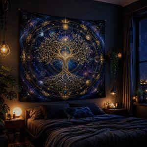 Tree of Life Star Tapestry Mystic Galaxy Moon Wall Hanging Boho Bedroom Dorm Meditation Home Decor
