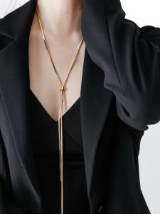 Luxury 18k Gold Plated Adjustable Snake Chain Necklace Long