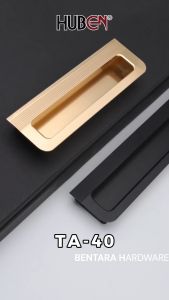 HUBEN TA-40 96 Mm - TARIKAN TANAM LACI PINTU KABINET LEMARI MEJA Gagang Pintu Handle Aluminium BLACK GOLD HITAM EMAS