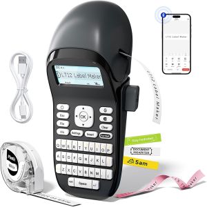 Phomemo LT12 Label Maker Machine Rechargeable Handheld Label Makers with QWERTY Keyboard Portable Bluetooth Labeler with & 1600+ Icons 30+ Fonts for Home Office