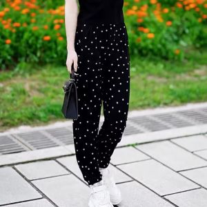 Ice Silk Quick Dry Pants Womens Summer New Loose High Waist Sports Black Casual Lantern Pants Harlan Cuffed Trousers