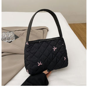 กระเป๋าถือผ้าฝ้ายสไตล์เกาหลี ปักลายผีเสื้อ กระเป๋าถือแบบลำลอง กระเป๋าถือทรงกลมพับได้ กระเป๋าสะพายไหล่แบบยูนิเซ็กซ์