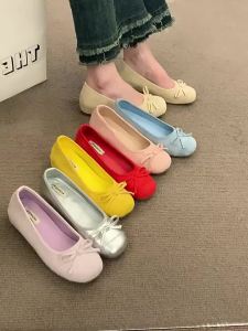 MIFULIAN | Giày Bệt Nơ Ballet Cho Nữ Xỏ Ngón Tăng Chiều Cao Bên Trong