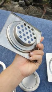 Hố Ga Phễu Thoát Sàn Lọc Rác Lược Rác Loại Tròn Kích Thước 15cmx15cm Inox 201 Hàng Chất Lượng Cao 3 Lớp Chống Hôi Phi 60 Và 90