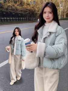 XUECAIQI | Design Stylish Patchwork Short Cotton Coat for Winter Loose Fitting