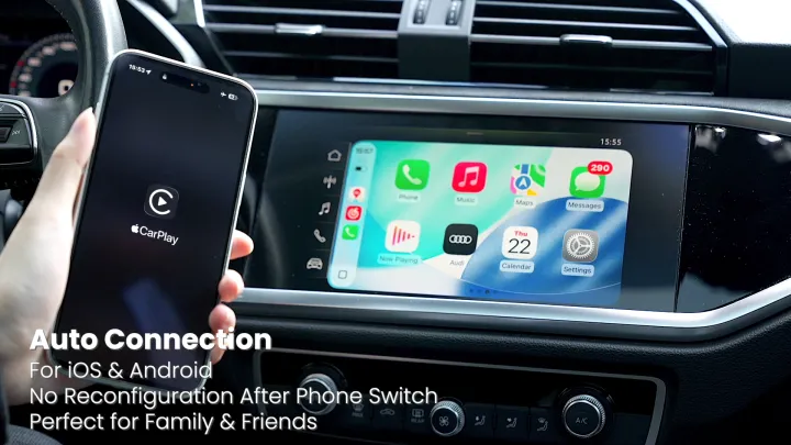Vention Wireless CarPlay Adapter Dual System No Lag Map, YouTube, TikTok Supports Android iOS Universal Car Multimedia Receiver Supports USB Interfaces Adapter