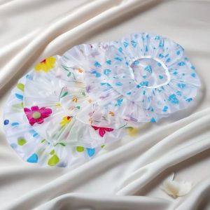 5pcs Shower Cap Waterproof Anti Oil Smoke Hair Care Dry Hair Hat For Women Household Bathroom Bathing Daily Protection