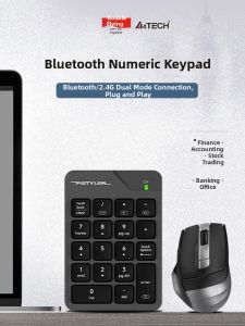 A4TECH | Bluetooth Dual Mode Digital Numeric Keypad Rechargeable Silent Keys