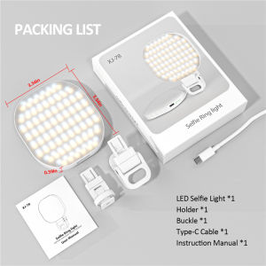 LED Selfie Light Rechargeable Clip Fill Video Light 3 Modes Dimmable Light Clip-On for Phone/ Laptop/ PC Makeup Video