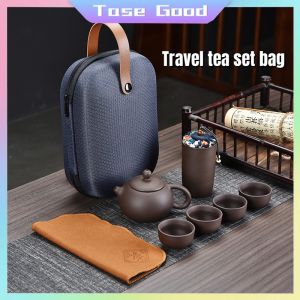 Tase Good 6PCS Portable Tea Set Complete Porcelain Travel Tea Set Gift Box Tea Set Complete with Tray Tea Pot and Cup Set Modern Tea Infuser