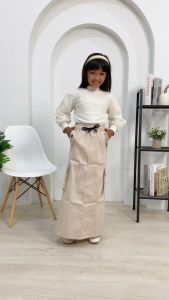 Rok cargo anak perempuan usia 5-12 tahun/ROk panjang span anak bahan katun twill terbaru