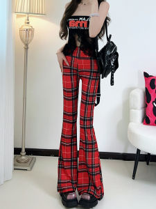 Quần Thể Thao Yoga Ống Loe Cạp Cao Ấm Áp Mùa Thu Đông in Họa Tiết Kẻ Caro Quần Dài Thể Thao Cho Nữ