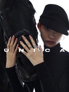 Platinum Plated 925 Silver Adjustable Open Ring Earring Set UNICA Horse Totem Jewelry Fashionable Commute Style Long Sleeve