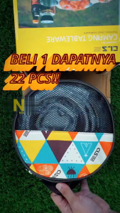 Paket Piring Mangkok Tableware Set 22 in 1 Cookware Set Camping SUS 304 Plus Storage Bag Merk CLS