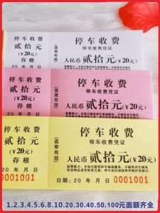 Neutral Parking Ticket with Amount Special Ticket for Parking Lot Positive and Auxiliary Ticket Number Parking Ticket Parking Fee Bill Printing