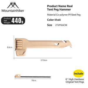 Mountainhiker | Multifunctional Tent Hammer + Ground Stakes Kit Ergonomic Grip Portable Outdoor Gear Practical Peg Remover for Camping Hiking