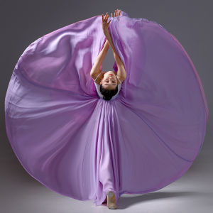 Modern Dance Skirt 360 Degree Rotation Silk Performance Costume Classical Dance Practice Half Skirt Double Sided Wear