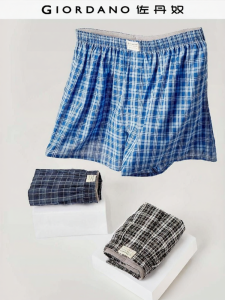 Giordano | Cotton Plaid and Color-block Mens Boxer Shorts
