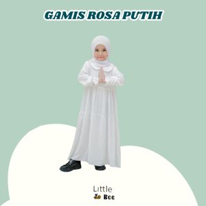 Gamis Anak Rayon Rosa Putih Manasik Haji LittleBee Size 2-8 Tahun
