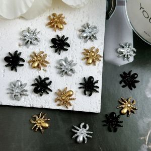 30 CHIẾC 3D Nhựa Nhựa Nhựa Nhựa Hình Nhện Trang Trí Móng Tay Dạng Charm Lấp Lánh Bộ Sưu Tập Halloween Mô Phỏng Nhện Trang Trí Làm Móng Tự Làm Ba Màu