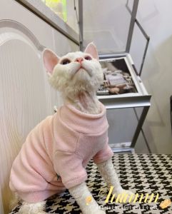 Warmth Velvet Hairless Cat Sphynx Devon High Collar Stretchy Base Layer Soft Cozy Winter Cat Pet Clothing Universal Size
