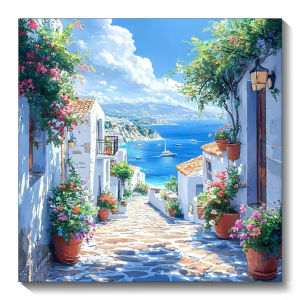 Jigsaw Puzzle 500/1024PCS Seaside Town Scene Brain Teaser Calming Activity Decor Gift