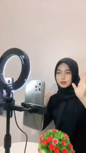 Ring Light 16cm with Stand Tripod 2 Holder Hp Lampu Live Stream Meja dengan Holder Handphone