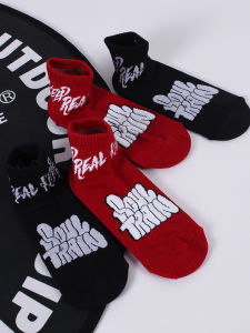 Mens Low Cut Short Socks Graffiti Letter American Street Style Hip Hop Trendy Cotton Socks for Skateboarding Spring Summer