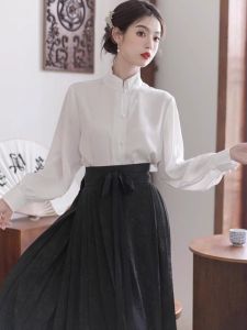 Autumn New Chinese Style Hanfu Horse Face Skirt Shirt Set