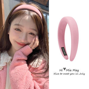 Wang Can Hairband Retro French Style Sponge Headband Women Summer Pink Wide Edge Pressed Hair Versatile Outdoor Fashion Clip Trendy