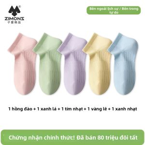 ZIMONS | Tất Ngắn Nữ Cotton Thoáng Khí Khử Mùi Kháng Khuẩn Chống Trượt Màu Trắng