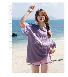 Womens Two-Piece Swimsuit 2025 New Long Sleeve Beachwear Sunscreen Casual Sporty Conservative Cover-Up Slimming Effect