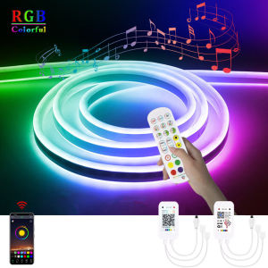 1/2/3/4/5M Tuya Wifi LED Neon Light Dimmable 12V Multicolor Neon Strip Music APP Control RGB Tape Ribbon Waterproof For Home