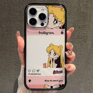 Cute & Shockproof Transparent Black Edged Acrylic Cartoon Phone Case