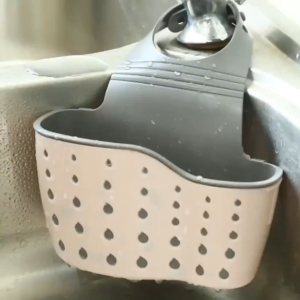 Hanging Sink Sponge Drainer & Organizer – No-Drill Kitchen & Bathroom Storage Caddy