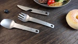 Boundless Voyage Titanium Tableware Set: Lightweight Camping Gear & Outdoor Utility Fork Spoon Combo