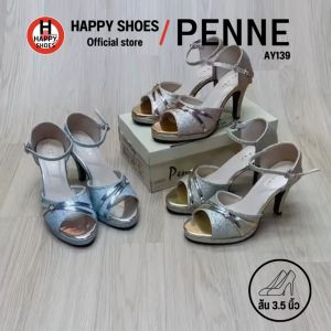[🥇เพนเน่แท้100%🔢ไซส์35-40👠ส้น 3.5 นิ้ว] PENNE รองเท้ากากเพชรเปิดส้นสูง รองเท้ากากเพชรรัดส้น กากเพชรหัวแหลม รุ่น AY139 สวย มั่นใจ สง่างาม
