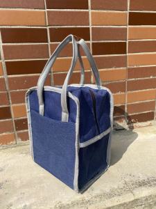 Thickened Aluminum Foil Canvas Lunch Box Bag Insulated Portable Large Size Handheld Square Bag for Work with round Handle