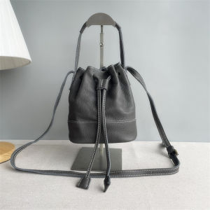 Genuine Leather Simple Casual Bucket Bag