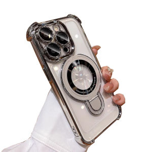 Magnetic Absorption Airbag Phone Case for Apple 16Promax 16Pro New Model 15 High-End Womens 14 Anti-Fall Simple Transparent 13 for Men