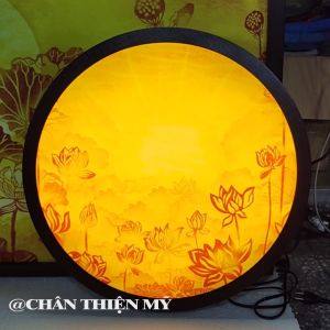 Đèn Thờ Hào Quang Trúc Chỉ In Hoa Sen Thờ Phật Trang Trí Bàn Thờ Treo Tượng Phật TC-HQ-119