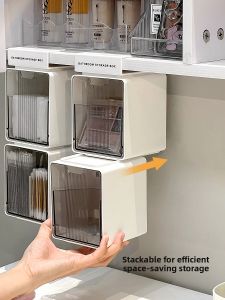 Hanging Storage Box for Bathroom Mirror Cabinet Lipstick Cosmetic Storage Organizer Holder for Makeup Remover Cotton Swabs